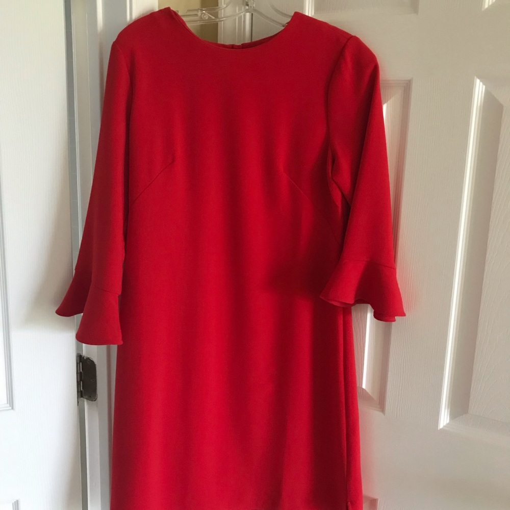 Ann Taylor flutter sleeve red dress worn once 10